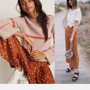 Anthropologie Polka Dot Wide-Leg Pants